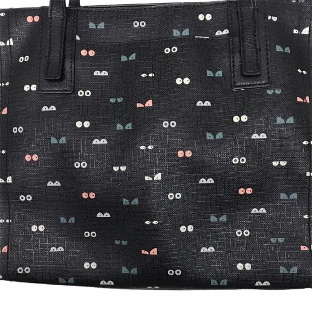 Fossil Black Vegan Leather Glowy Eyes Tote